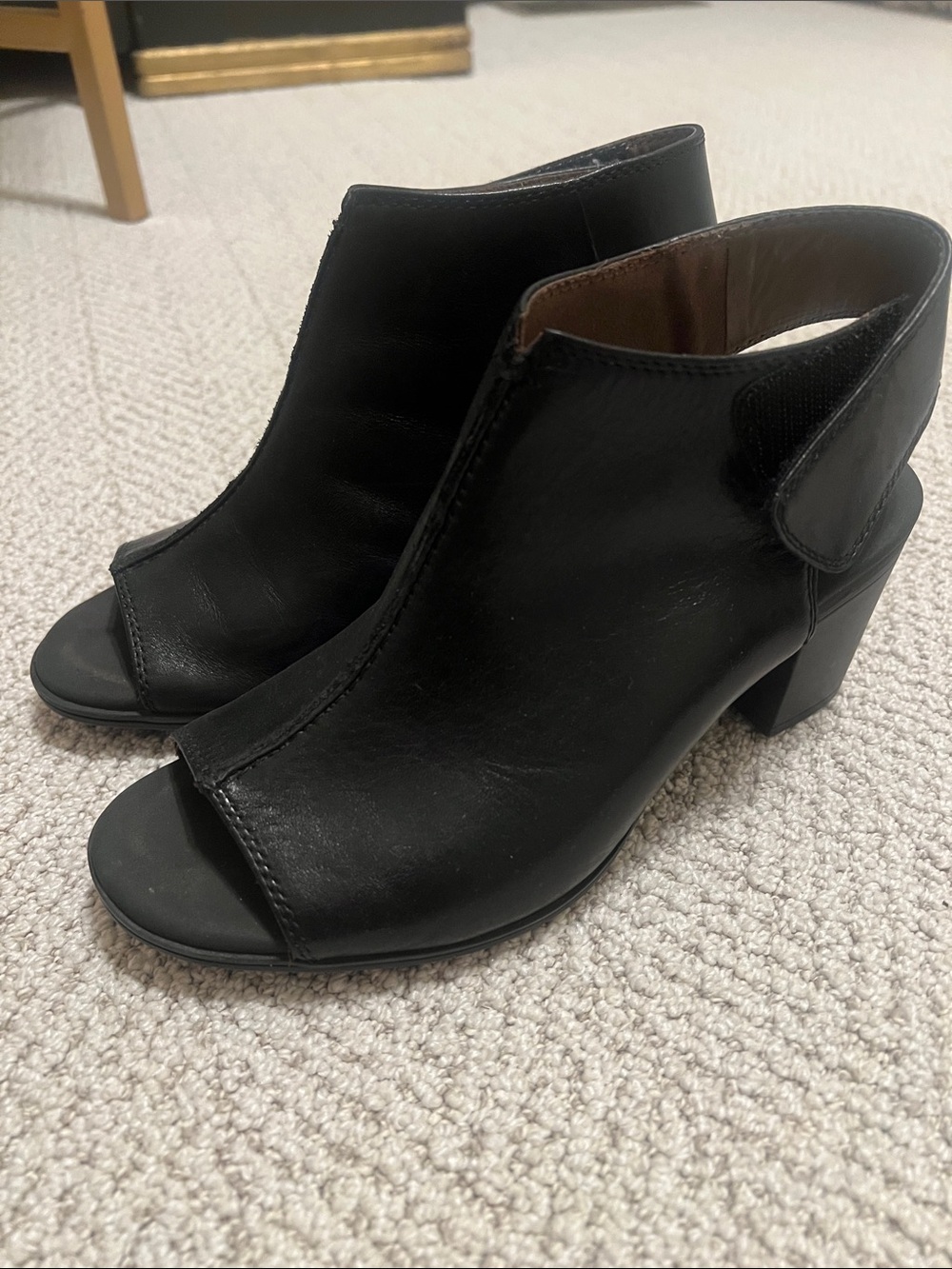 Rockport Black Peep-Toe Block Heel Ankle Boots